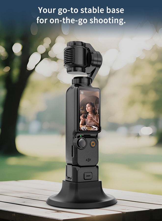 Silicone Desktop Base Stand for DJI Osmo Pocket 3, Non-Slip Mount Holder, Works with Protective Case, Stable Tabletop Gimbal Camera Accessory, Black - Image 3